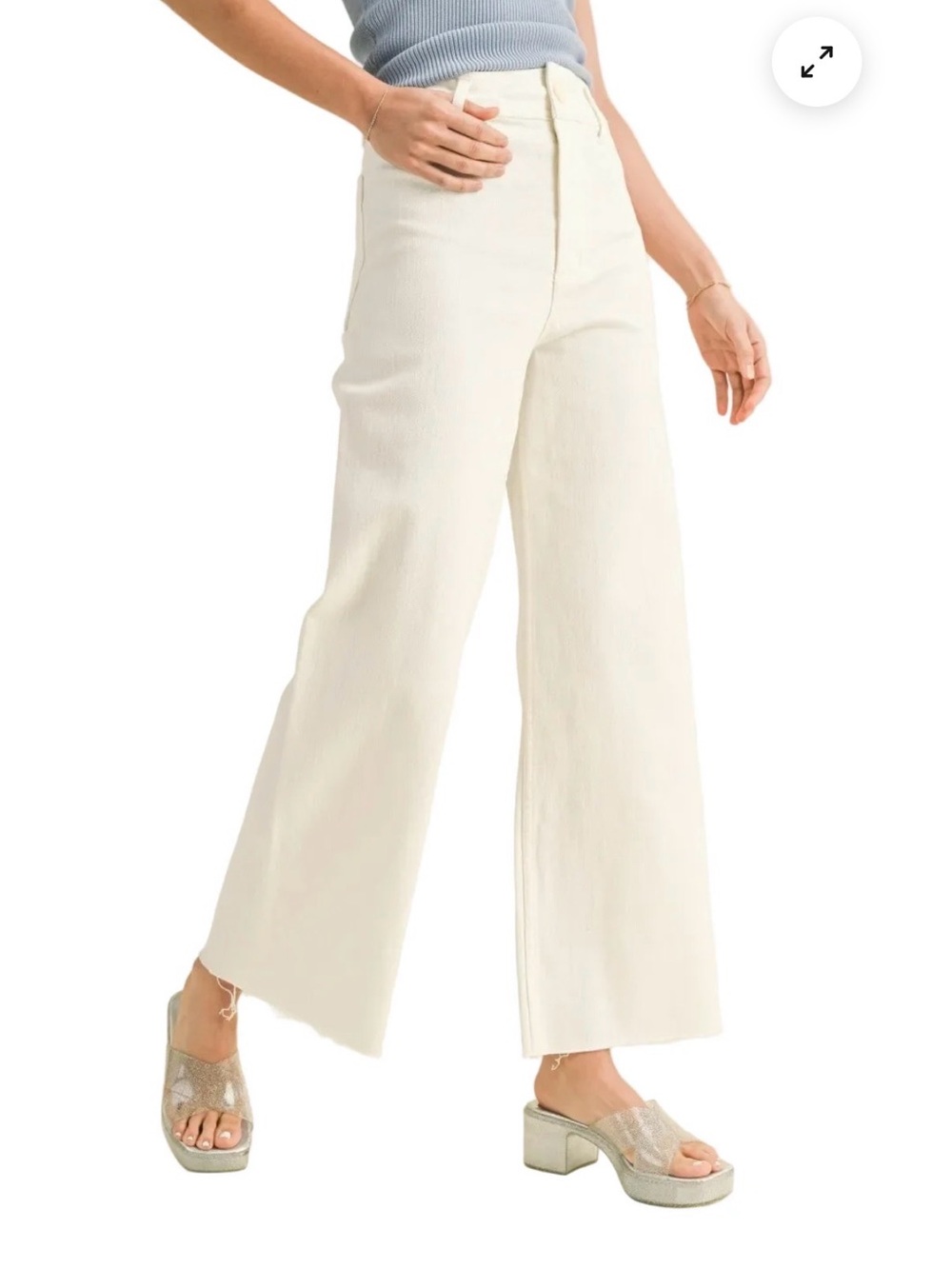 High-Rise Wide Leg Jeans in Cream